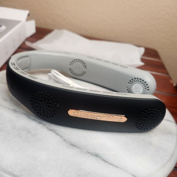 3 Speed Portable Hanging Neck Fan Neck Cooler USB Rechargeable Bladeless Black - Picture 7 of 8